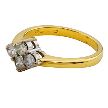 18ct Gold Diamond 0.50cts 4 Stone Ring size K